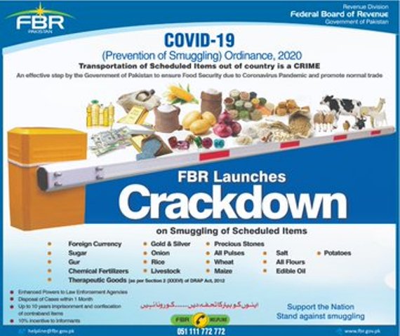 FBR launches crack down on smuggling of scheduled items
